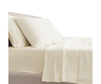 Cariloha Classic 4-Piece Twill Sheet Set | Ivory King Viscose Material |Extra soft, Cooling for Hot Sleepers, Corner Bands