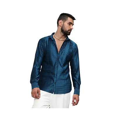Men's Aegean Blue Curly-Creased Shirt