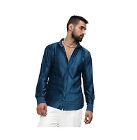 Men's Aegean Blue Curly-Creased Shirt