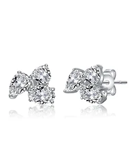 Sterling Silver Cubic Zirconia Triple Cluster Stud Earrings