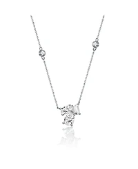 Sterling Silver Cubic Zirconia Cluster Station Necklace