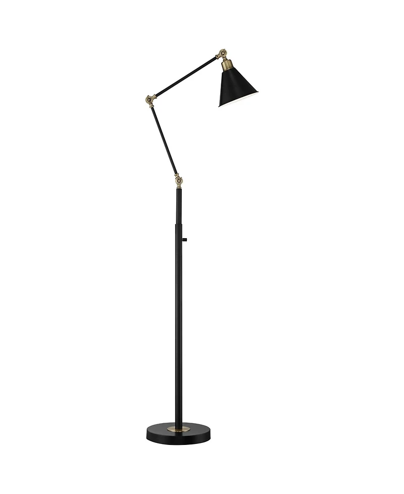 360 Lighting Wray Mid Century Modern Pharmacy Floor Lamp 61" Tall Flat Black Warm Brass Adjustable Swivel Head for Living Room Reading Bedroom Ho