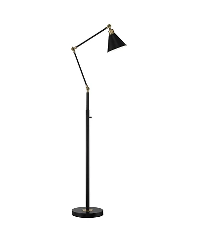 360 Lighting Wray Mid Century Modern Pharmacy Floor Lamp 61" Tall Flat Black Warm Brass Adjustable Swivel Head for Living Room Reading Bedroom Ho