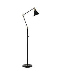 360 Lighting Wray Mid Century Modern Pharmacy Floor Lamp 61" Tall Flat Black Warm Brass Adjustable Swivel Head for Living Room Reading Bedroom Ho