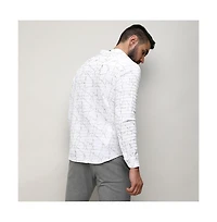 Men's Chalk White Holographic Veined Textured Shirt