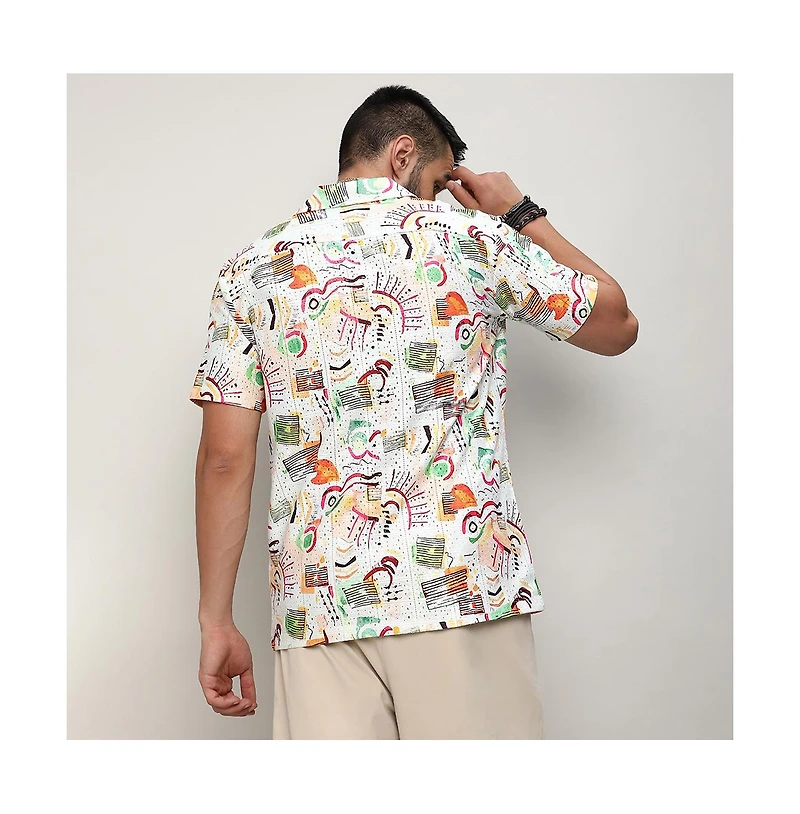 Men's Multicolour Mesh Graphic Shirt