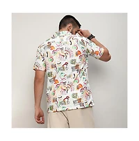 Men's Multicolour Mesh Graphic Shirt
