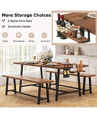 Sugift Dining Table Set for 5-7 with 2-Bottle Wine Rack and Condiment Holder