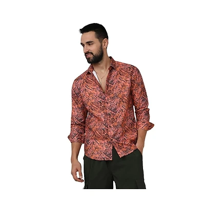 Men's Sienna Brown Animal Print Shirt