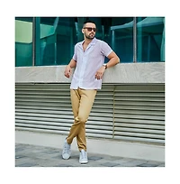 Men's White & Lavender Balanced Striped Shirt