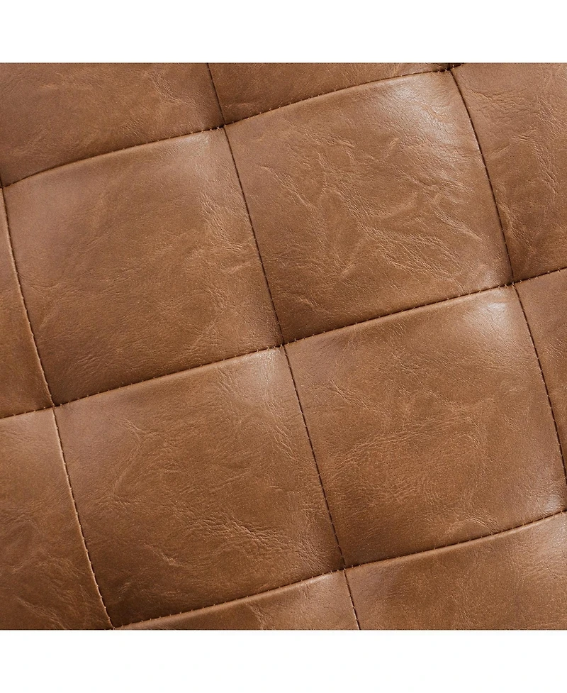 Faux Leather Round Storage Ottoman with Legs and Lift Off Lid