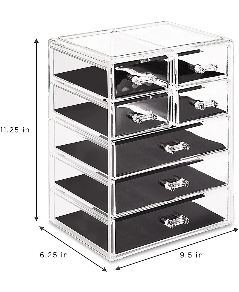 Sorbus Acrylic Makeup Organizer Case - Big Clear Makeup Organizer for Vanity, Bathroom, College Dorm, Closet, Desk