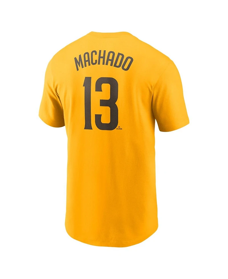 Nike Men's Manny Machado Gold San Diego Padres Fuse Name Number T-Shirt