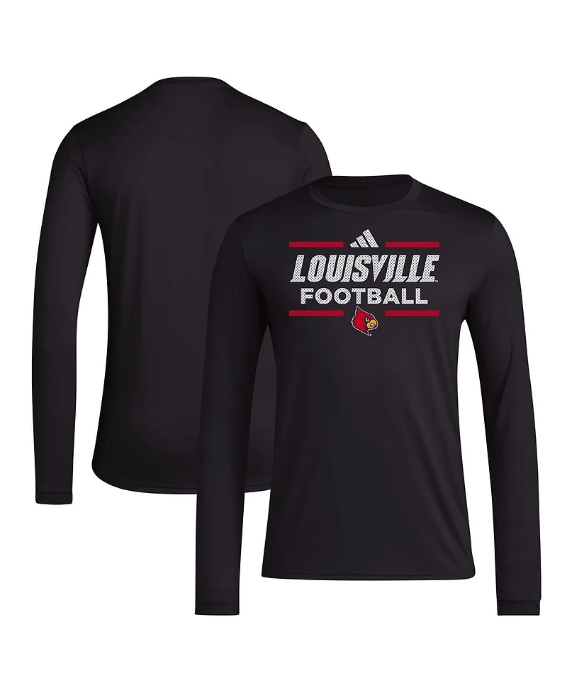 Adidas Men's Black Louisville Cardinals Locker Football Pre-Game Aeroready Long Sleeve T-Shirt