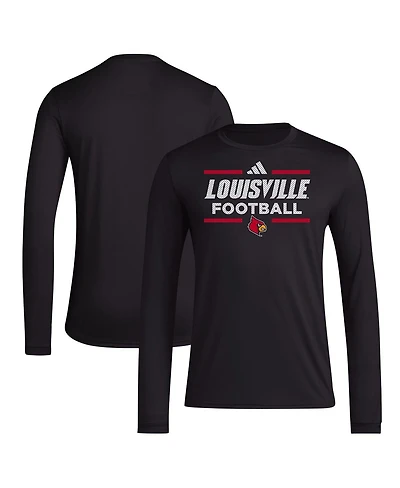 Adidas Men's Black Louisville Cardinals Locker Football Pre-Game Aeroready Long Sleeve T-Shirt