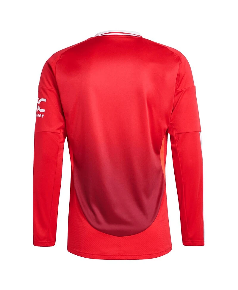 Adidas Men's Red Manchester United 2024/25 Home Long Sleeve Replica Jersey