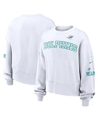 Nike Women's White Miami Dolphins Oversized Long Sleeve Cropped Sweatshirt