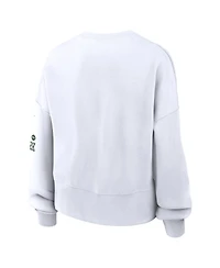Nike Women's White New York Jets Oversized Long Sleeve Cropped Sweatshirt