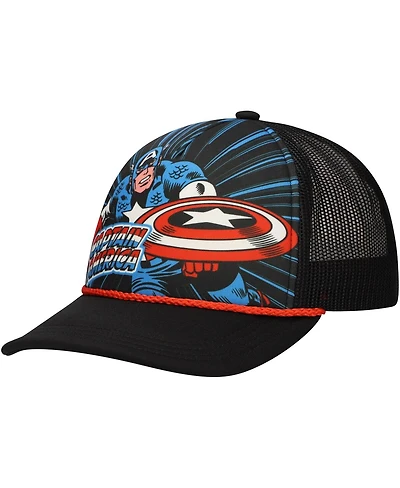 Lids Big Boys and Girls Black Captain America Foam Trucker Adjustable Hat