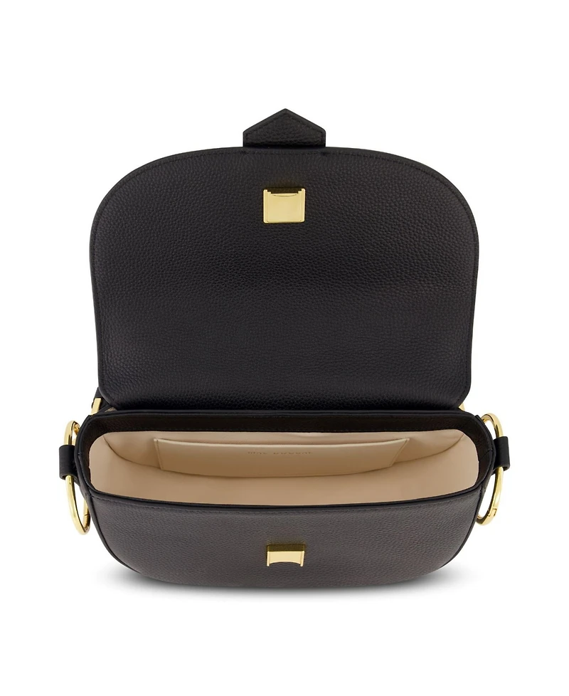 Gold Plated Hardware Grain Leather Saddle Bag