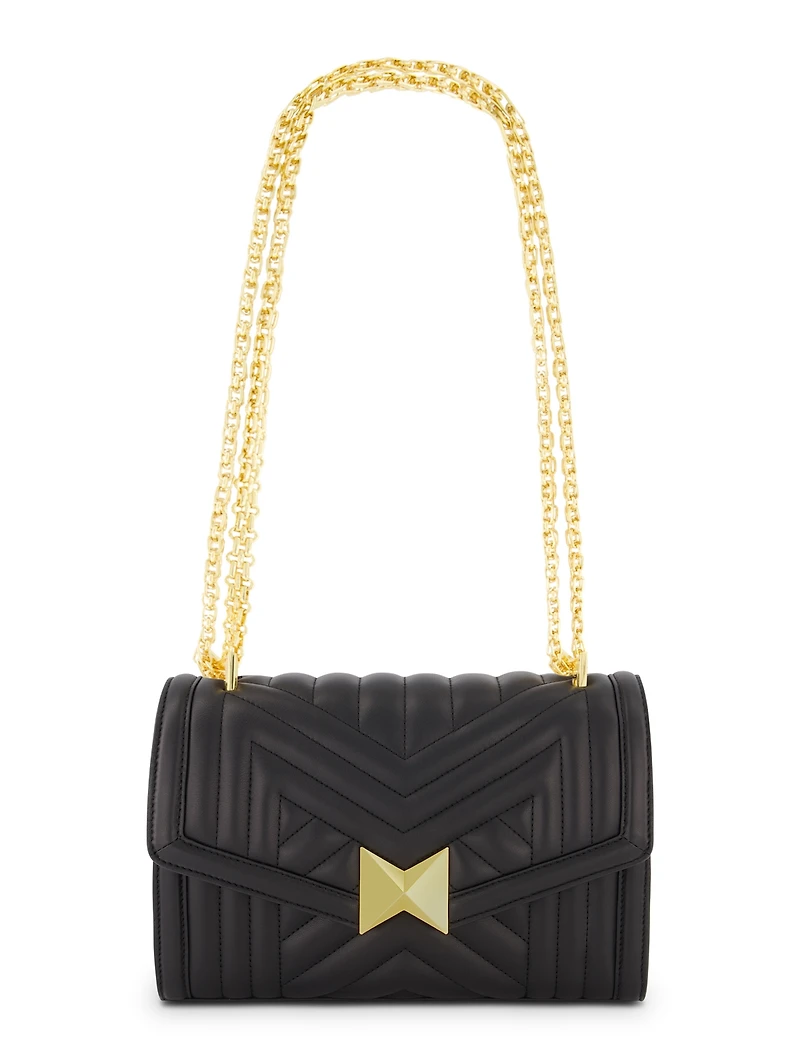 Gold Chain Quilted Napa Leather Handbag