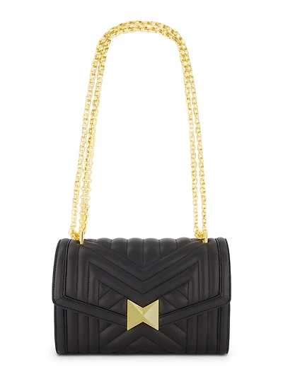 Gold Chain Quilted Napa Leather Handbag