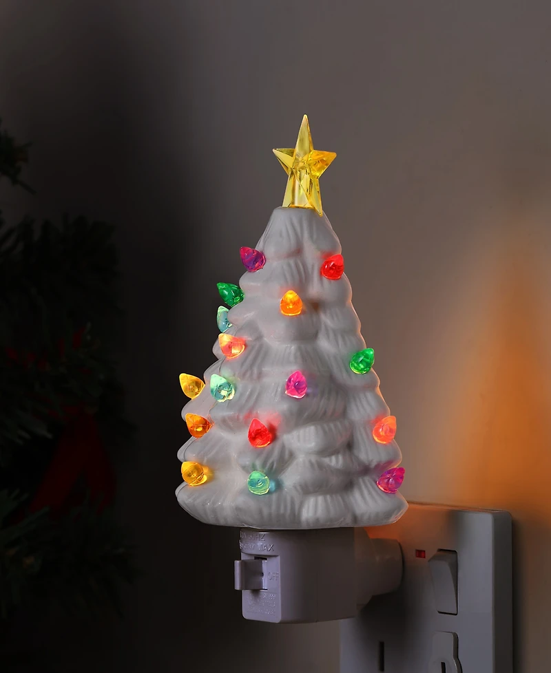 Mr. Christmas Night Light - Ceramic White Tree