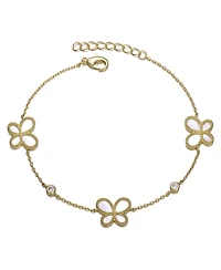 14k Gold Plated Mother of Pearl Dainty Link Butterfly Bracelet