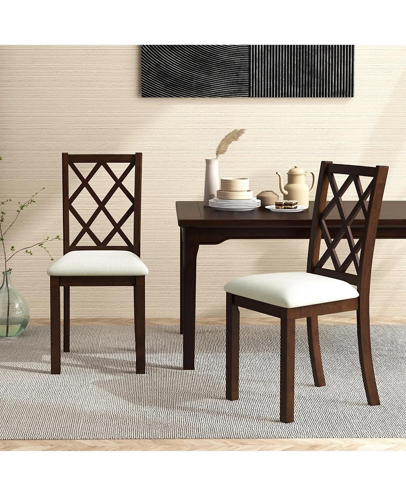 Givimo Dining Chair Set of 2 Wood Kitchen Chairs with Upholstered Seat Cushion and Rubber Wood Legs