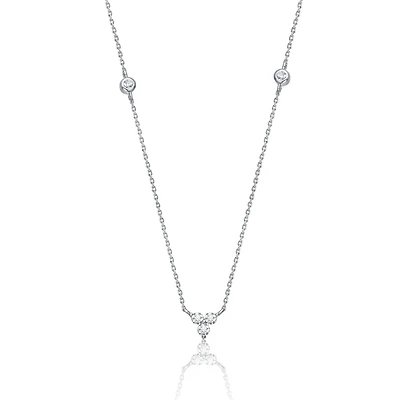 Stunning Sterling Silver White Gold Plated Cubic Zirconia on Triangle Pendant