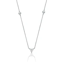 Stunning Sterling Silver White Gold Plated Cubic Zirconia on Triangle Pendant