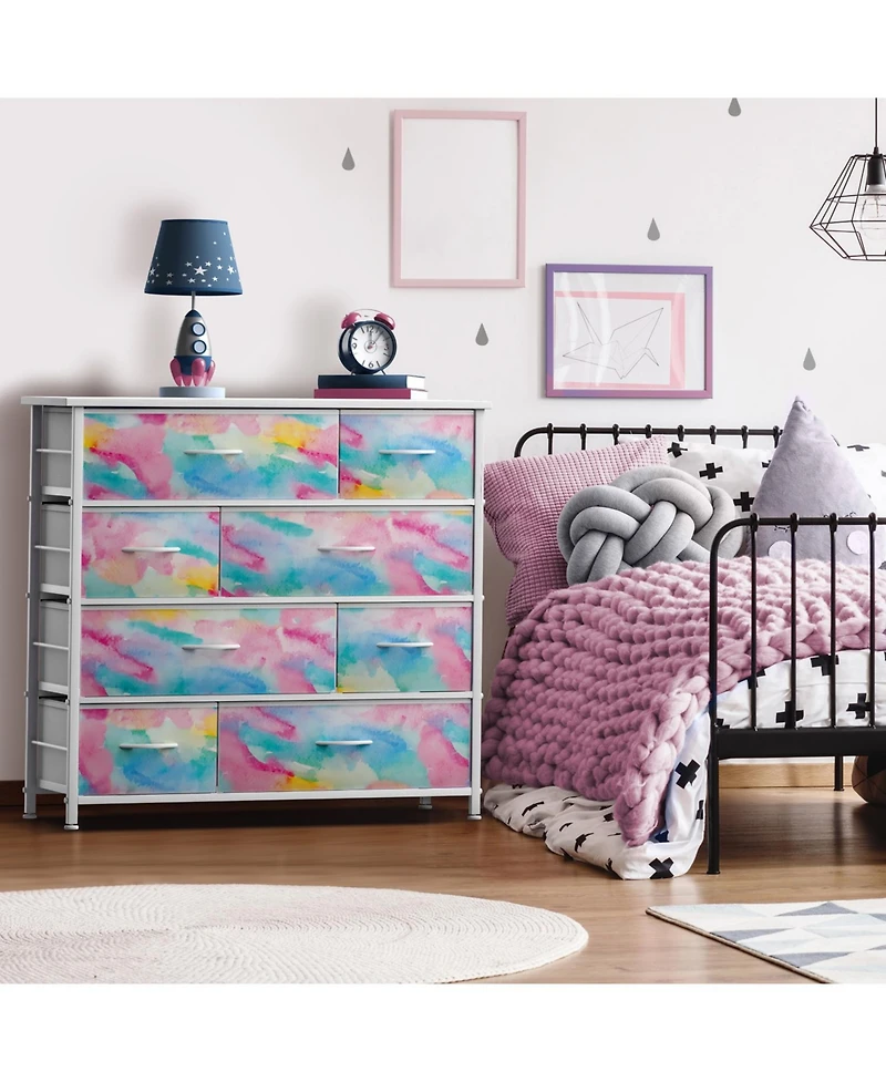 Sorbus Dresser with 8 Drawers - Storage Chest Organizer with Steel Frame, Wood Top, Handles, Fabric Bins