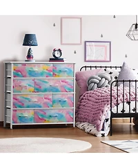 Sorbus Dresser with 8 Drawers - Storage Chest Organizer with Steel Frame, Wood Top, Handles, Fabric Bins