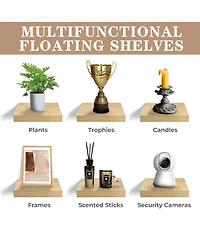 Sorbus 9 Inch 4 Pack Wall Mounted Floating Square Shelves - for Bedroom, Kitchen, Living Room, Bathroom (Maple)