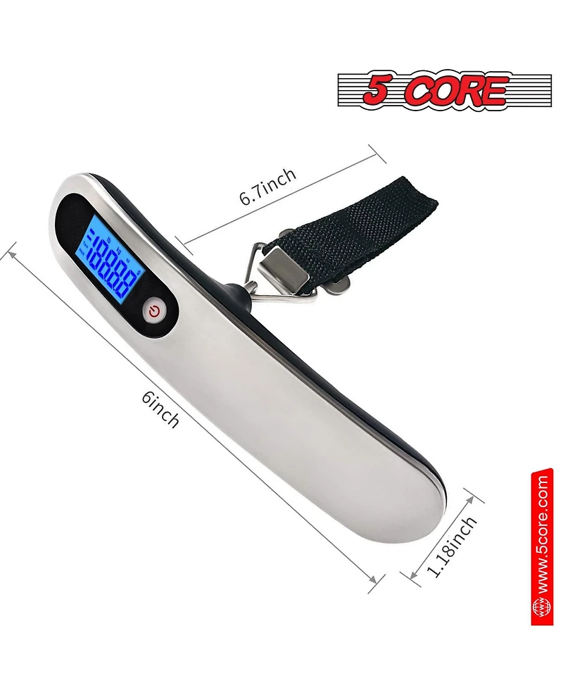 5 Core Digital Luggage Scale 110lbs Travel Weight Scale Hanging Baggage Weighing Machine - 2 Pcs