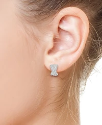 Effy Diamond Round & Baguette Crossover Huggie Hoop Earrings (7/8 ct. t.w.) in 14k White Gold