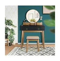 Sugift Makeup Vanity Table Set with Touch Screen Dimming Mirror and 3 Color Lighting Modes