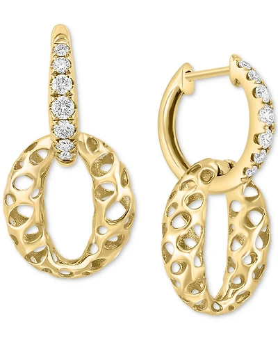 Effy Diamond Openwork Dangle Hoop Drop Earrings (3/8 ct. t.w.) in 14k Gold