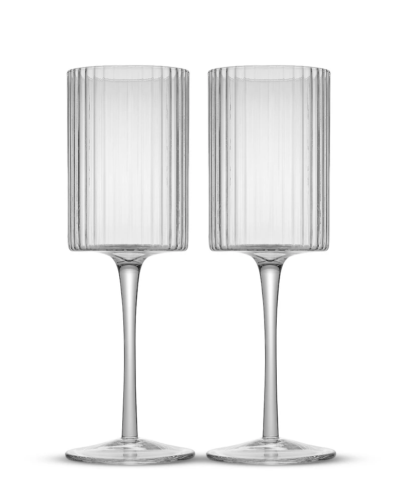 JoyJolt Elle Fluted Cylinder White Wine Glasses, Set of 2