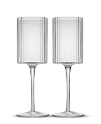 JoyJolt Elle Fluted Cylinder White Wine Glasses, Set of 2