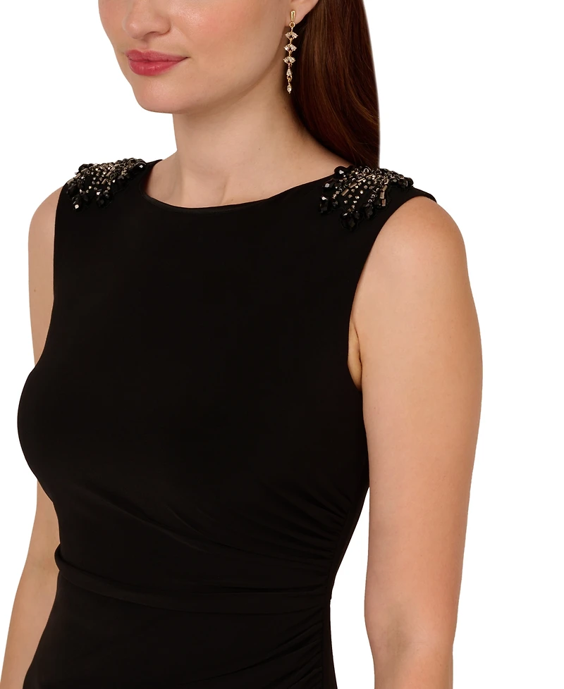 Adrianna Papell Women's Beaded-Shoulder Sleeveless Gown
