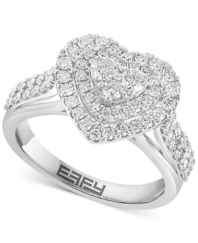 Effy Diamond Heart Halo Cluster Ring (1-1/20 ct. t.w.) in 14k White Gold