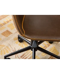 Simplie Fun Faux Leather 360 Swivel Air Lift Office Chair, Antique Brown