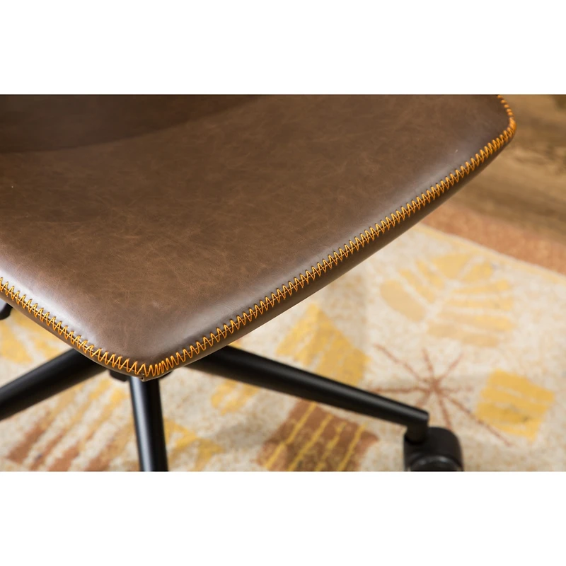 Simplie Fun Faux Leather 360 Swivel Air Lift Office Chair, Antique Brown