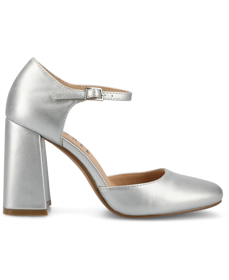 Journee Collection Women's Hesster Block Heel Ankle Strap Pumps