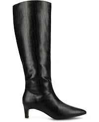 Journee Collection Women's Tullip Kitten Heel Pointed Toe Knee High Dress Boots