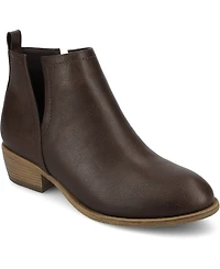 Journee Collection Women's Rimi Notched Ankle Stacked Heel Booties