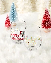 Lenox Snoopy Christmas Assorted Stemless Wine Glasses, Set of 4, Exclusively at Macy's