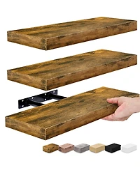 Sorbus 3 Pack 16 Inch Coastal Rectangle Floating Shelves - for Home DAcor to Display Trophies, Books, Frames, and more (Maple)