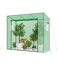 Slickblue Outdoor Portable Walk-in Greenhouse with Pe Cover Heavy-Duty Metal Frame Roll-up Zipper Door